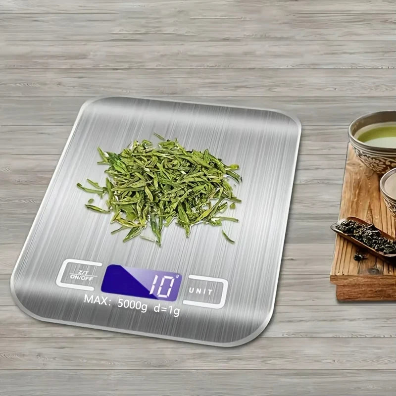 Digital Kitchen Scale with LED Display 5kg/1g Stainless Steel Electronic Weighing for Food Jewelry Snacks Baking Home Tools