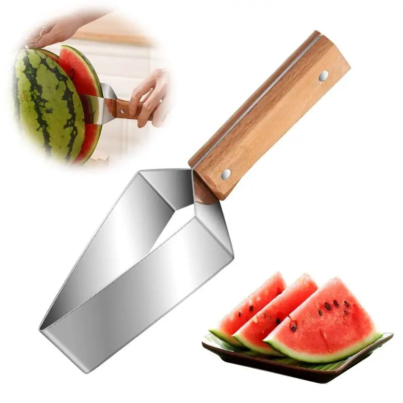 Watermelon Slicer, Watermelon Cut Into Pieces, Stainless Steel Wooden-handled Watermelon Knife Tool