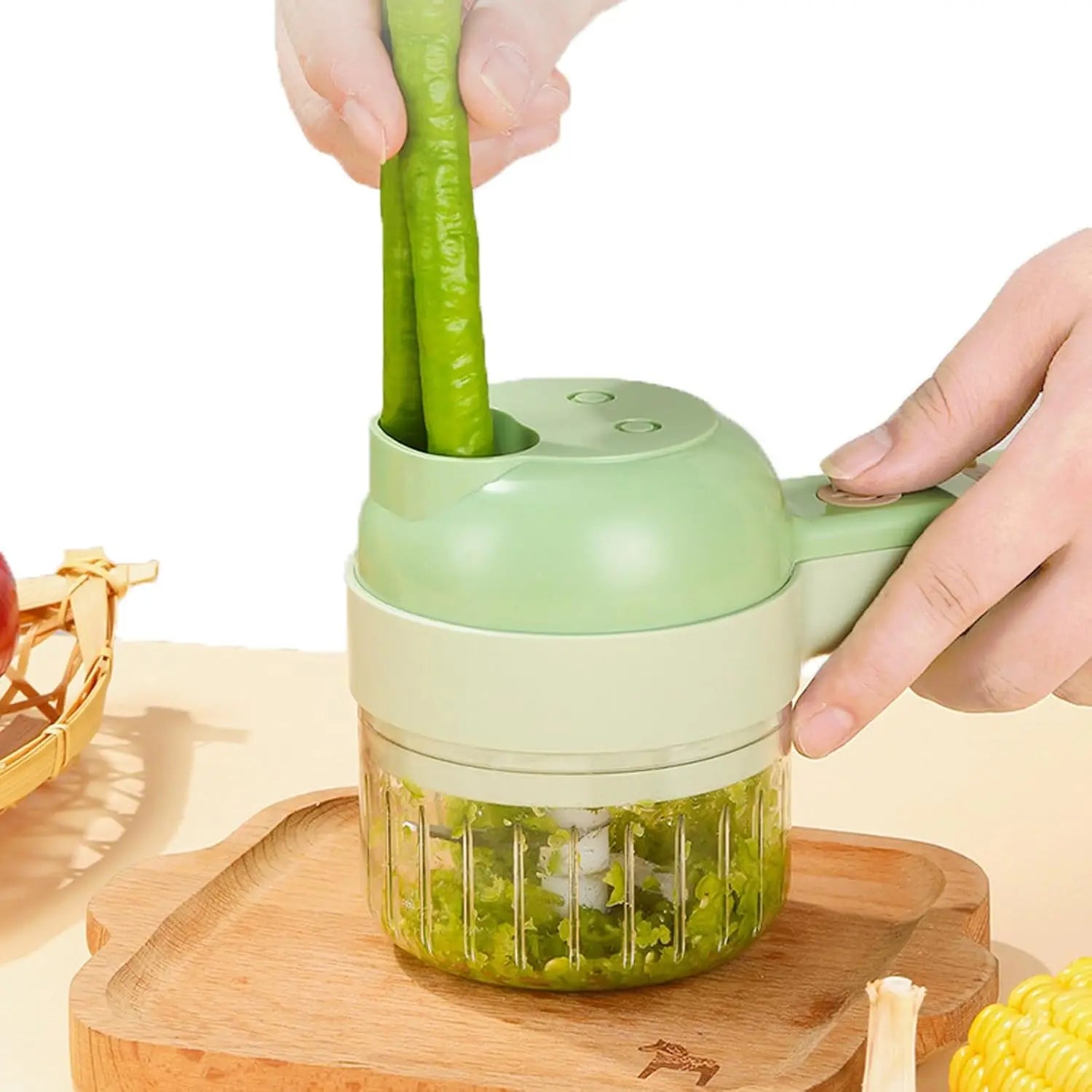 4-in-1 Electric Vegetable Cutter & Mini Food Processor