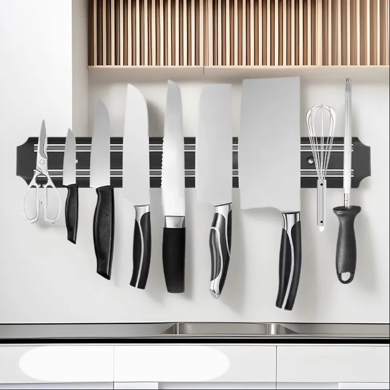 Multipurpose Magnetic Knife Rack Strip Household Kitchen Tools Space-Saving Wall Mounted Magnet Knives Holder With Rack