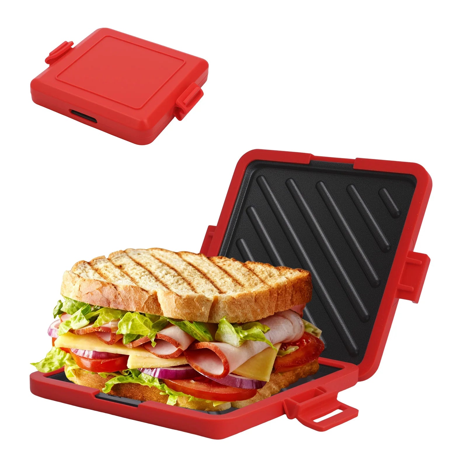 Microwave sandwich breakfast machine, compact design, can make sandwiches, breakfast toast, hot dogs - including recipe books