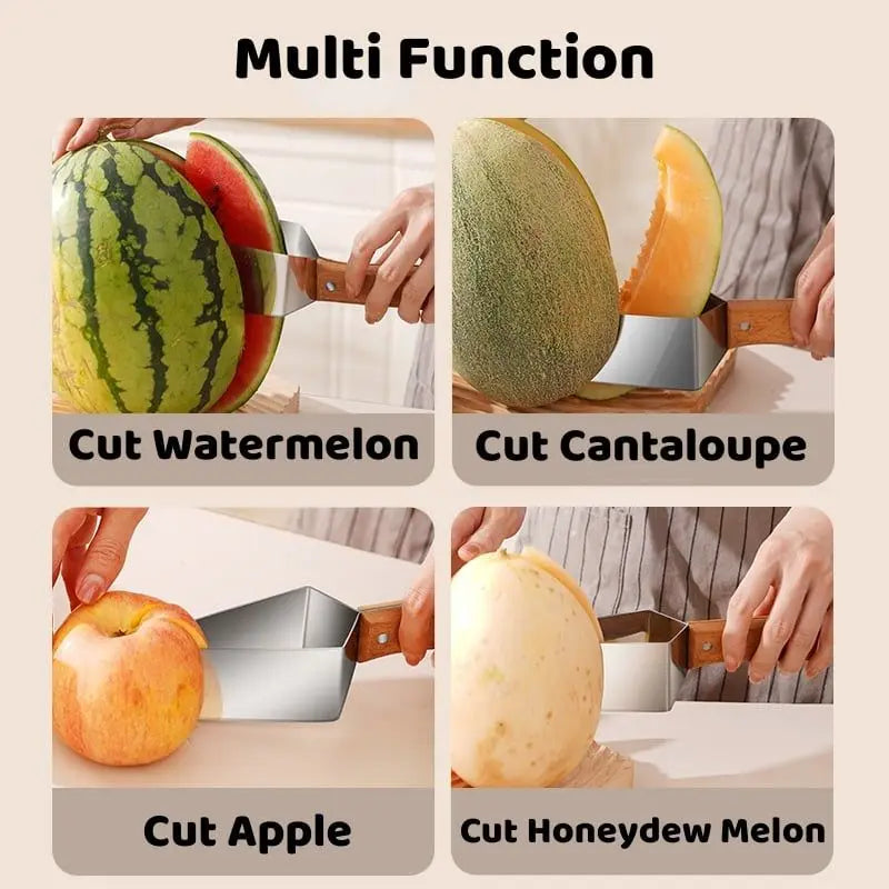 Watermelon Slicer, Watermelon Cut Into Pieces, Stainless Steel Wooden-handled Watermelon Knife Tool