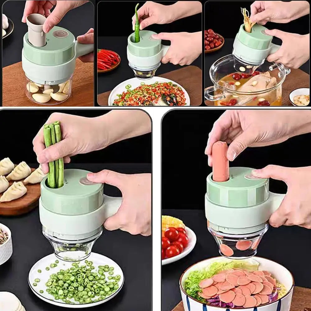 4-in-1 Electric Vegetable Cutter & Mini Food Processor