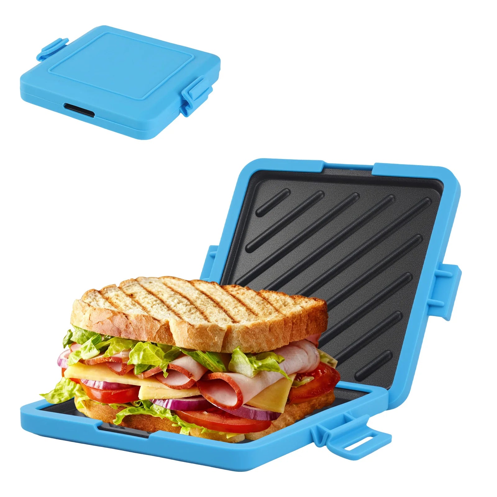 Microwave sandwich breakfast machine, compact design, can make sandwiches, breakfast toast, hot dogs - including recipe books