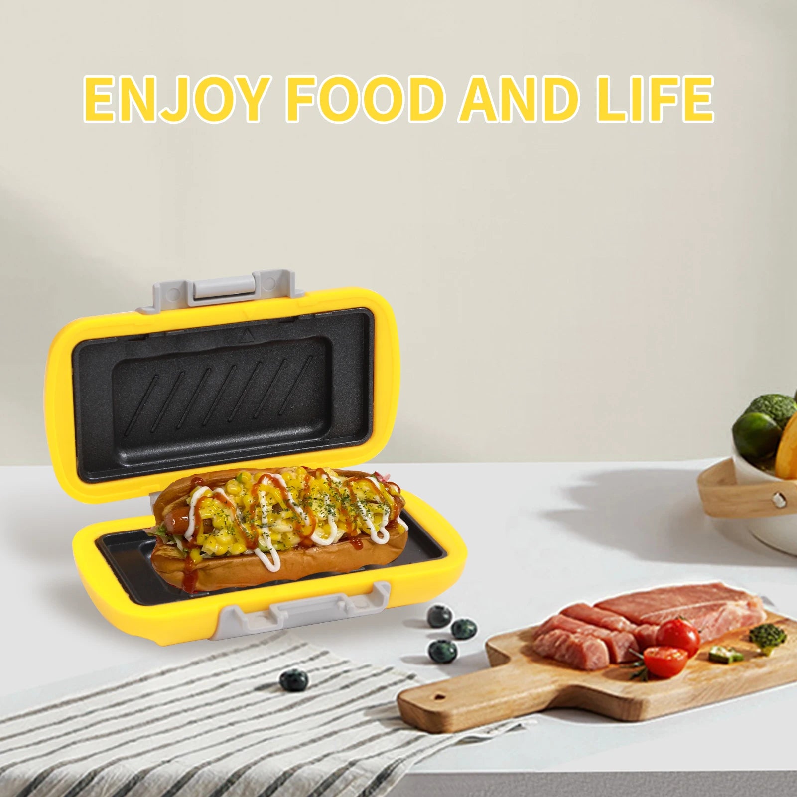 Microwave sandwich breakfast machine, compact design, can make sandwiches, breakfast toast, hot dogs - including recipe books