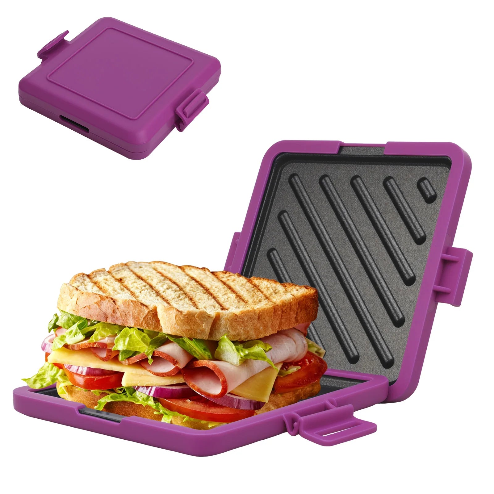 Microwave sandwich breakfast machine, compact design, can make sandwiches, breakfast toast, hot dogs - including recipe books