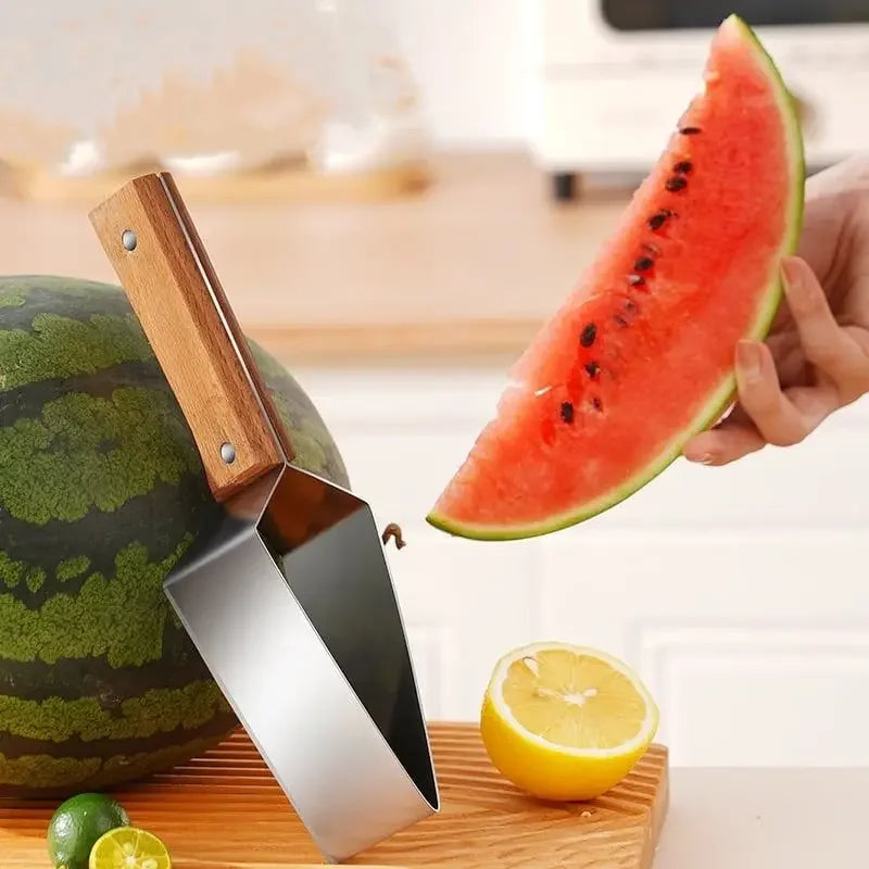 Watermelon Slicer, Watermelon Cut Into Pieces, Stainless Steel Wooden-handled Watermelon Knife Tool