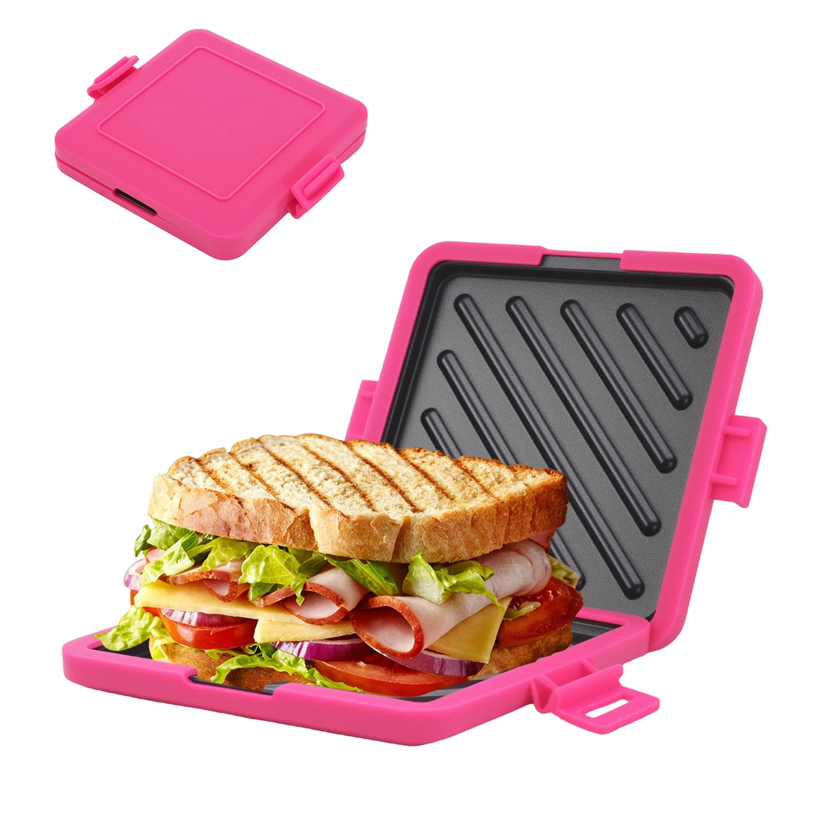 Microwave sandwich breakfast machine, compact design, can make sandwiches, breakfast toast, hot dogs - including recipe books